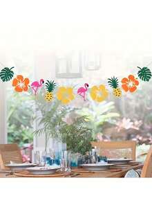 1 Bộ cờ tam giác lấp lánh kiểu Hawaii, vòng hoa trang trí tiệc mùa hè, đồ thủ công tự làm, vòng hoa treo mùa hè kiểu Hawaii, bộ biểu ngữ tiệc hình chim hồng hạc và dứa nhiệt đới, biểu ngữ Hawaii, biểu ngữ vòng hoa chim hồng hạc, thích hợp để treo và trang trí. - Nhiều kiểu dáng - Xem 9
