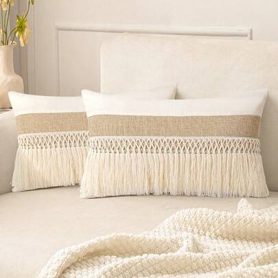 1/2 chiếc vỏ gối trang trí nhà nông thôn đơn giản và phong cách, hình chữ nhật, dùng cho phòng khách, phòng ngủ, sofa, trang trí nhà cửa, vỏ gối xe hơi (không kèm ruột gối).