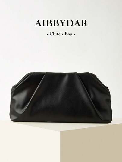 AIBBYDAR Women's Clutch Bag, Black Fashionable Elegant Cloud Bag, Ladies Handbag, Evening Bag, Portable Cosmetic Bag, Wallet, Business Commute, Crossbody Bag With Detachable Shoulder Strap, Suitable For Wedding, Ball, Party, Holiday Gathering, Gift