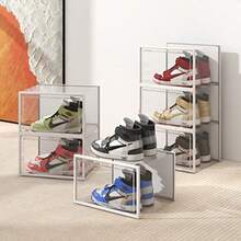 See Spring - Paquete de 6 cajas de almacenamiento de zapatos organizador de zapatos apilable de plástico transparente para clóset contenedores de zapatos extragrandes para exhibición de tenis de - Transparente - Ver 2