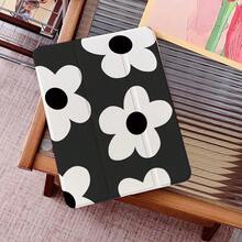 1 件装黑白抽象花卉图案高清亚克力背壳保护套，带笔槽、多角度磁吸支架和自动休眠/唤醒功能，平板电脑保护套兼容 iPad Pro/Air、三星和小米 Pad 5/6/28。 - 彩色 - 查看 3