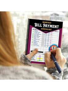 Monthly Bill Payment Checklist: Premium Bill Tracking Notebook (8" X 10"), 4-Year Planner, Includes 960 Records - Red - View 7