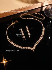 Bộ trang sức tua rua tối giản, thanh lịch gồm 2 món, vòng cổ và bông tai - Thích hợp để đeo hàng ngày, dự đám cưới, tiệc tùng, sinh nhật và các ngày lễ. - Vàng - Xem 5