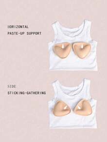 1 Pair Reusable Double-Sided Self-Adhesive Invisible Bra Pads, Suitable For Strapless Bras, Bikinis, Swimwear And Sports Bras, Lifting And Shaping, Beach Essentials, Pool Float - Regular Model - View 4