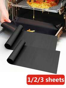 1pc Stove Mat, Outdoor Grill Mat, Heat Resistant Black Grill Mat, Non-Stick High Temperature Oil Cloth BBQ Mat, Reusable Oven Liner - Black - View 10