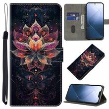 Funda de cartera de piel de PU con diseño de flor, cielo estrellado y loto con relieve dorado, con ranuras para tarjetas y cordón - Estuche con soporte compatible con una amplia gama de modelos de teléfonos móviles - Multicolor - Ver 7