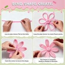 221/422PCS Pipe Cleaners Craft Supplies, 4 Colors Chenille Stems With Floral Tape & Wire Stems, DIY Flower Bouquet Kit For Beginners, Easy Handmade Art Projects With Tutorial Video - 221 Pieces (4 Coloers) - View 10