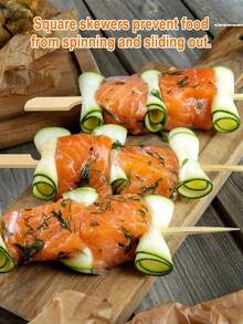 100/10 que xiên tre dùng cho món khai vị, cocktail, tăm xỉa răng thanh lịch, xiên gỗ nhỏ - Thích hợp cho các bữa tiệc, đồ uống, trái cây, tiệc nướng BBQ, đĩa thịt, đồ dùng học tập. - Nhiều màu - Xem 2