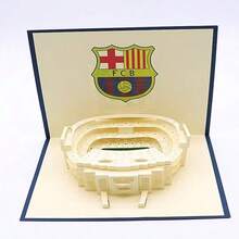 FIFA FIFA FCB 诺坎普球场 3D 立体贺卡 15*20cm，足球俱乐部球迷纪念品，手工纸艺艺术品，可书写祝福卡，2026 年世界杯足球球迷生日礼物及收藏品。 - 查看 11