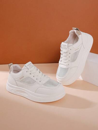 1 par de zapatos planos blancos para adolescentes, de unicolor, suaves, con diseño calado, de punta redonda, antideslizantes, con plataforma de 3 cm, de estilo princesa, casuales, para uso en exteriores, viajes, fiestas, primavera/verano 2026 nuevos llegados