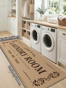 DAJIANG 1pc Modern Laundry Room Mat, Soft Walkway Rug, Kitchen Mat, Machine Washable, Anti-Dust Letter Carpet, Home Decor - Khaki - View 16