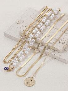 HOTNICE Collar de estilo hip hop multicapa - Dorado - Ver 2