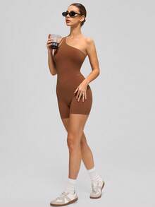 MASKERT High Elasticity Women's Fashionable Slim Fit Sleeveless Yoga Fitness Comfortable Jumpsuit Sports - Chocolate Brown - View 8