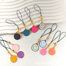 "Colorful Alloy Enamel  Face Keychain Charm, Irregular Shape Keyring, Fun Expression Mini Pendant For Bags, Backpacks, Car Keys,  Decorative Accessory, Cute  Bag Charm, Perfect Gift For Teens, Girls, Women, Everyday Use" - 綠底白色(掛繩) - 查看 2
