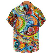 Abstract And Colorful Patterns Symbolize Creative Energy And Happy Emotions. 3D Printed Casual Short Sleeved Button Men's Shirt For Summer Fashion - A508D-AL24357 - 查看 1