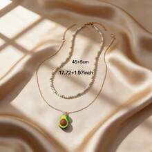 Bộ dây chuyền hình trái cây kiểu Bohemian nhiệt đới, đính ngọc trai, thích hợp cho phái nữ đeo trong các kỳ nghỉ và sinh hoạt hàng ngày. - Nhiều màu - Xem 6