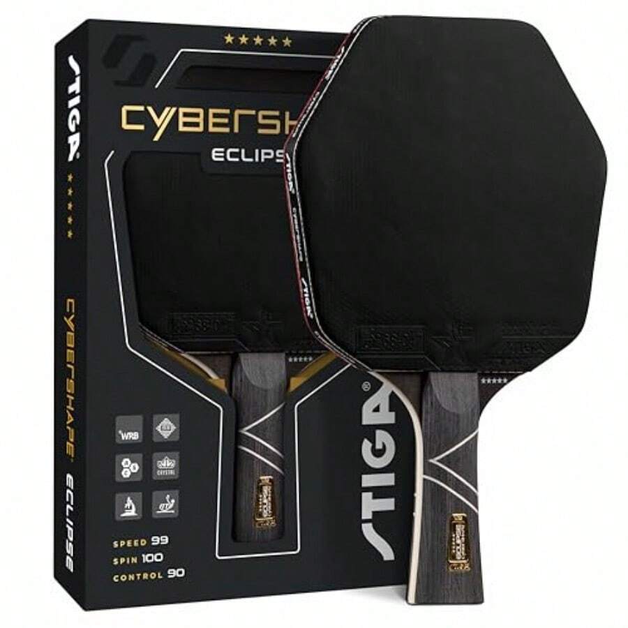 STIGA Cybershape Eclipse Ping Pong - Raqueta de Tenis de Mesa de Rendimiento Profesional - Pala de Calidad Hexagonal para Giro Velocidad y Control - como en la foto - Ver 1