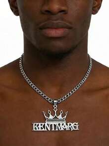 Dây chuyền vàng khắc tên cá nhân hóa phong cách Hip Hop, Dây chuyền Cuban đen thời trang cá nhân hóa, Dây chuyền mặt chữ hình vương miện Hip Hop, Trang sức thép không gỉ dành cho tiệc tùng, Quà tặng Ngày Valentine, Quà tặng dự tiệc, Quà tặng cho bạn trai - Nhiều màu - Xem 4