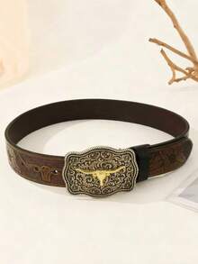Curea vintage Western Cowboy, potrivită pentru purtare zilnică - Maro - Vizualizare 2