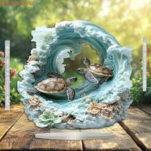 2D Flat UV Printed Charming Turtle Acrylic Display Ornament, Perfect Home And Office Decor, Ideal Christmas Gift, 2D Flat 2D Flat Home - A - View 4
