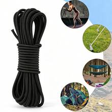 HSDOUBLE 3毫米 x 10米弹力绳，缝纫绳，圆形弹力绳，实心弹力绳，捆绑绳，适用于帐篷、背包、帽子等。 - Black - 查看 1