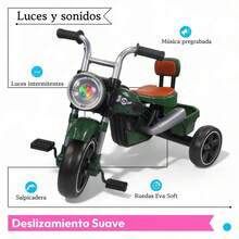 Triciclo Infantil Cómodo Con Luces y Sonido TEKTR518 Producto de calidad Diseño moderno Uso diario Perfecto para regalo Duradero Fácil de usar Ideal para ocasiones especiales - Verde - Ver 6