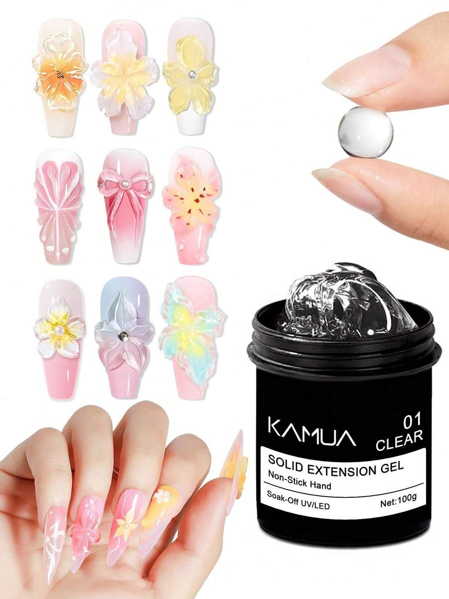 KAMUA 100g/30g Solid Extension Gel, Suitable For Nails - 3D Nail Art Sculpture Gel, Transparent Non-Sticky, Can Be Used For Carving And Shaping, Double-Ended Design, Flower Nail Decoration, Suitable For DIY Manicure At Home - Nhiều màu - Xem 1