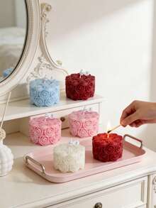 Nến thơm hình hoa hồng 3D - Món quà lãng mạn cho Ngày Valentine và đám cưới, Nến thơm làm từ sáp đậu nành, Trang trí nhà cửa và tiệc tùng. - Nến thơm hình trụ, hình hoa hồng - Xem 8