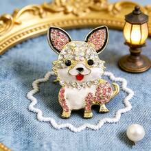 1 chiếc ghim cài áo hình cún con đính đá dễ thương và thời trang bằng hợp kim, phụ kiện dành cho nữ. - Trâm cài hình chú cún con đính kim cương - Xem 4