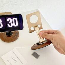 1pc Premium Retro Wooden Grain Phone Stand, 360 Degree Rotation. Suitable For Student Dorm, Desktop Phone, Tablet, Phone Live Streaming Stand And Desktop Decor - Multicolor - View 7
