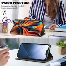 GLANDOTU Gradient Swirl-Pattern PU Leather Mobile Phone Wallet With Card Slots And Lanyard; Flip-Style Stand Case Suitable For A Wide Range Of Mobile Phone Models - Multicolor - View 2