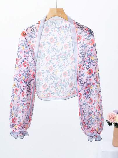 1 chiếc khăn choàng mùa hè đa năng họa tiết hoa nhí, thích hợp mặc hàng ngày.