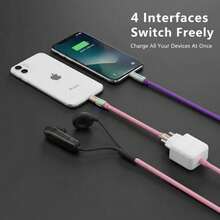 27W 4-In-1 USB C Charging Cable LED Indicator PD Charging Silicone Material 4FT Pink - View 6