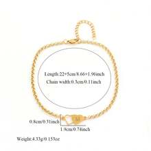 1 buah Gelang Kaki Wanita Minimalis Klasik Berongga Bentuk Hati Ganda dengan Huruf Emas dari Baja Tahan Karat - Yellow Gold - View 2