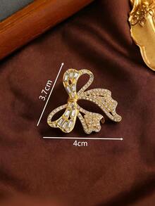 1 Peça Broche de Borboleta de Cristal Quadrado Estilo Francês de Luxo, Borla Cheia de Diamantes 3D, Acessório Elegante para Terno, Vestido, Festa, Presente do Dia das Mães para Mulheres - Dourado - Visão 3