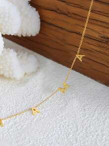 Nooxian 1pc Stainless Steel "MAMA" Letter Necklace, Suitable Gift For Mother's Day - Yellow Gold - View 4