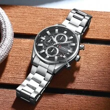 Đồng hồ nam CURREN thời trang, máy quartz, chronograph, chống nước, dây đeo thép không gỉ, dạ quang, tự động hiển thị ngày, dành cho nam giới. - Nhiều màu - Xem 7