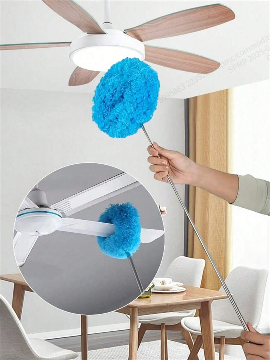 1 chiếc chổi lau quạt trần sợi siêu mịn có thể kéo dài, đầu có thể giặt được, thích hợp cho trần nhà cao, vệ sinh đồ nội thất và xe hơi, chổi lau quạt trần, máy hút bụi, dụng cụ làm sạch quạt.