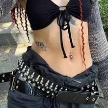 1pc Fashion Rivet Versatile Punk Style New Women's Belt, Casual Pants Belt, Suitable For Plus Size 110~130cm, Suitable For Holidays, Parties, Halloween - 黑色 - 查看 2