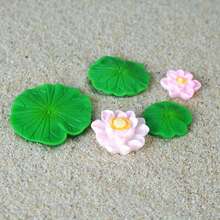 9件套迷你模型漂浮莲花带睡莲叶套装，微型树脂莲花叶套装，适用于微景观装饰、DIY工艺品和花园装饰 - Model floating lotus - 查看 4