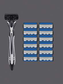 6-Layer Premium Men's Razor, Ergonomic Non-Slip Handle, Durable Stainless Steel Blades, Smooth Shave, Close Shave, 6/12/24/36 Replacement Blade Packs, Non-Irritating, Precise Shaving, Essential Beard Trimmer, Convenient Cleaning - 2 Handles + 36 Blades - View 13