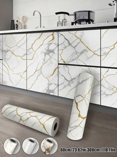 1 Rotolo 300cm Pannelli murali autoadesivi in marmo, adatti per paraspruzzi da cucina, doccia, bagno, soggiorno e pavimenti
