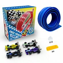 1 Set DIY Assembled Gravity Inertia Soft Track Racing Car Toy Set, Cool Soft Track Alloy Racing Car Toy Set For Children, Perfect Birthday/Christmas Gift - Multicolor - View 10