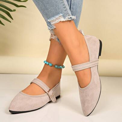 2025 新款四季皆宜加大码尖头芭蕾舞鞋、玛丽珍软底时尚单带乐福鞋、麂皮多功能舒适搭扣女鞋