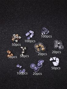 560pcs 10-Grid Silicone Ear Plugs Earrings Studs Bullet Disc Plastic Earring Plugs DIY Handmade Jewelry Accessories Tools, 1 Box/Set - Clear - View 3