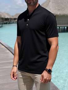 Áo len dệt kim tay ngắn thời trang nam, thích hợp mặc ngoài trời. - màu đen - Xem 2