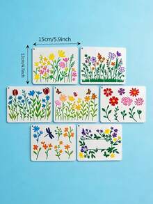 16pcs Plant & Butterfly Hollow Template, Spring Flower Stencils For Ceramic, Wall Painting, Handicraft, Paper, Fabric Tracing, Spray Painting, Graffiti, Reusable Plastic Material - Plant Butterflies - View 3