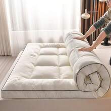 Quilted Grid Mattress Pad, Premium Tatami Bed Topper For Bedroom - White - View 7