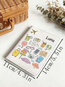 1 Custom Text Name Passport Holder - Cute Cartoon Fashionable Minimalist Style Lightweight Open-Closure Design Travel Document Case, Suitable For Business, Vacation, And Formal Occasions - Ideal Gift For Travelers, Essential For Business Trips - Multicolor - View 9