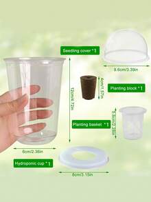 水培种植盆 - 透明塑料圆柱形水培种植套装，高透明度封闭式栽培水杯，透明设计便于观察根系生长，小孔设计便于通风 - A - 查看 12